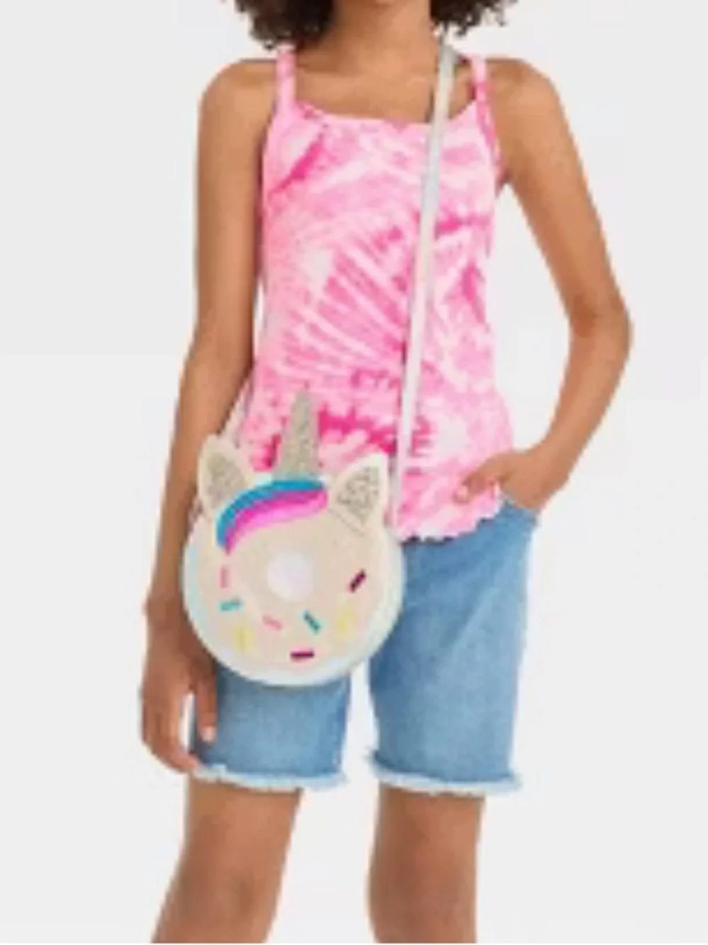 Girls' Unicorn Donut Crossbody Bag - Cat & Jack Faux Leather, Adjustable Strap